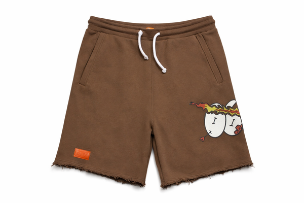 Cupid Arrow Raw Hem Shorts - Cafe - vista 2