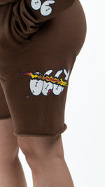 Cupid Arrow Raw Hem Shorts - Cafe - 4