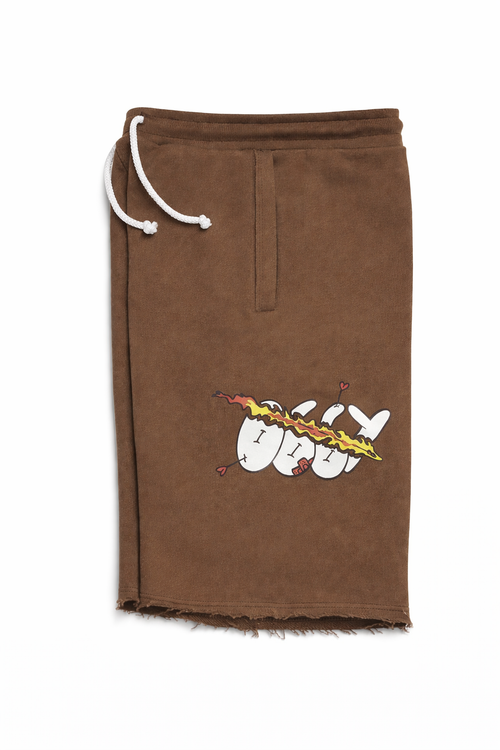 Cupid Arrow Raw Hem Shorts - Cafe