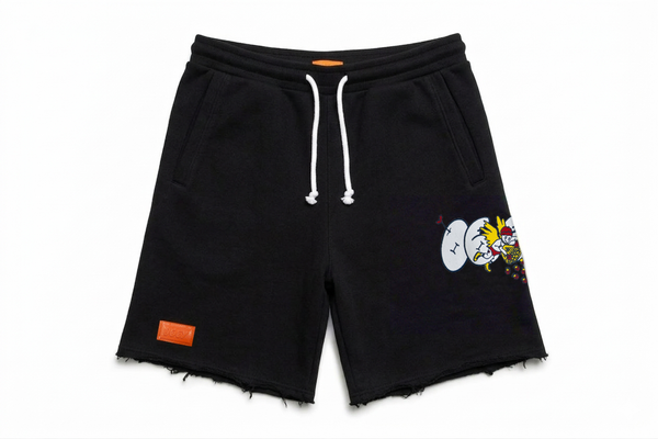 Cupid Arrow Raw Hem Shorts - Negro
