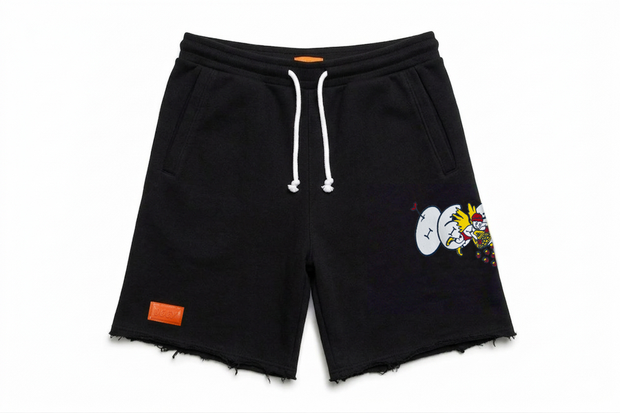 Cupid Arrow Raw Hem Shorts - Negro